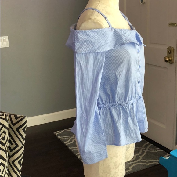 Shinestar Cold Shoulder Button Up Blouse - Picture 2 of 7